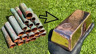 Melting Copper  Backyard Bullion  ASMR Metal Melting  Huge Copper Bar  BigStackD Casting [upl. by Crissie]