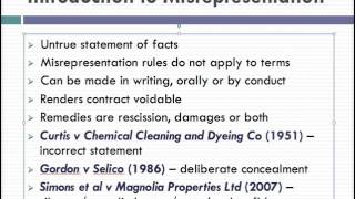 Misrepresentation Lecture 1 of 4 [upl. by Uttica]