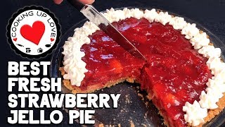 Strawberry Jello Pie Recipe 🍓  Potluck Recipes  Cooking Up Love [upl. by Corene]